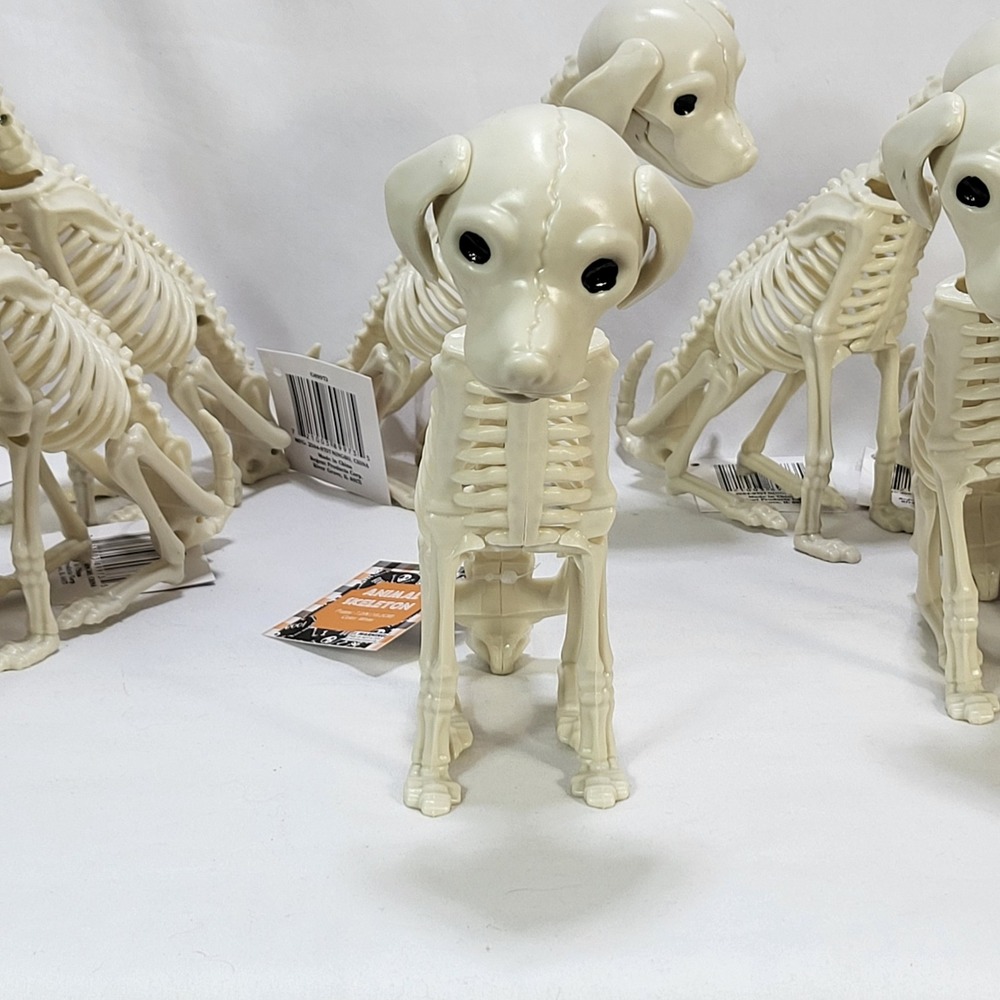Halloween Puppy Dog Animal Skeleton 7.2" White Plastic Haunted Scary Horror Prop